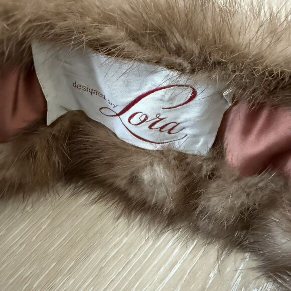VTG Designed By Lora Genuine Mink Collar Scarf Brown Hook Eye Formal Party NYE - Picture 3 of 11